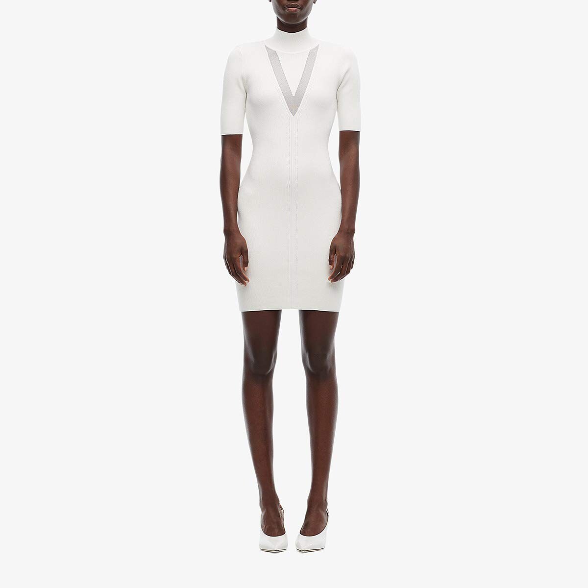 

Платье Cushnie, Mock Neck Long Sleeved Knit Mini Dress with Sheer