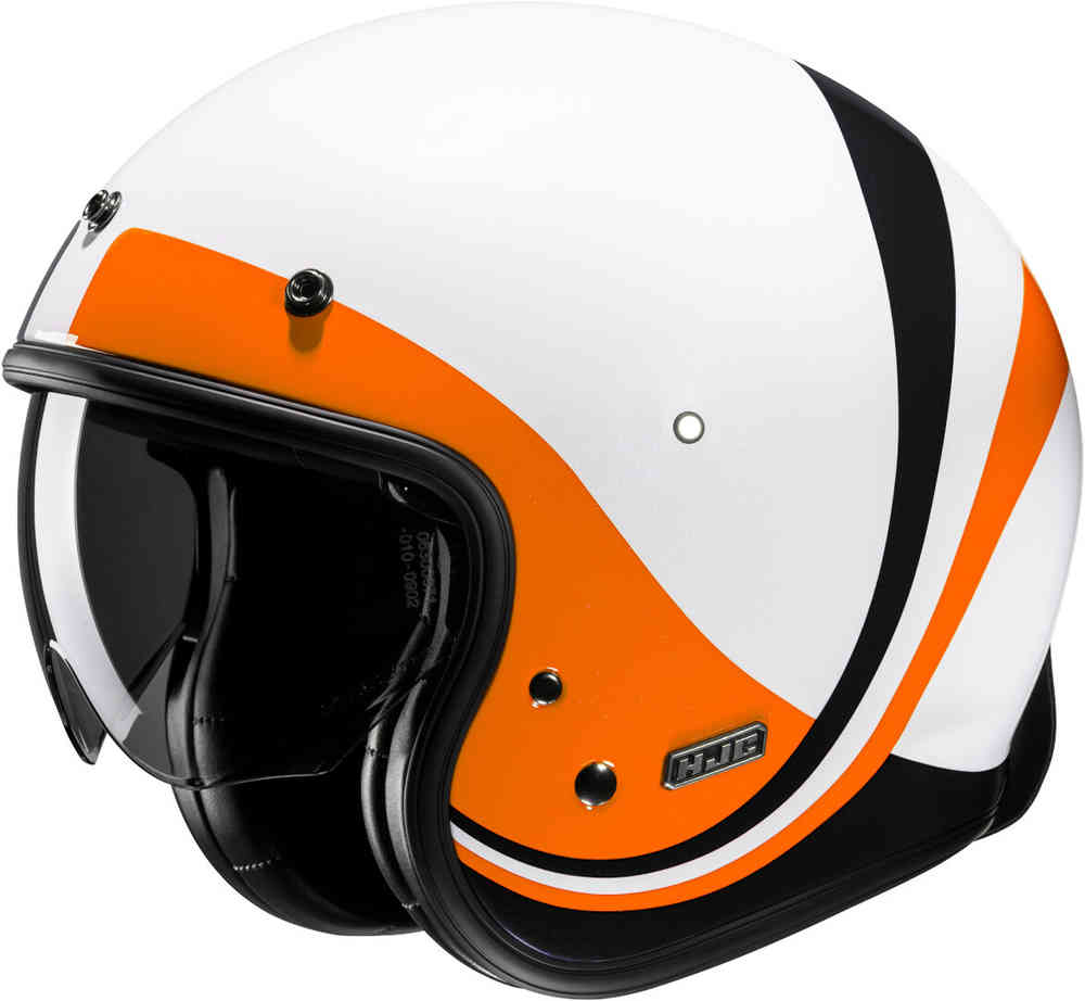 Реактивный шлем V31 Emgo Retro HJC, белый/черный/оранжевый женский мотоциклетный шлем в стиле ретро полушлем с выдвижным градиентным солнцезащитным козырьком и маской локомотивами