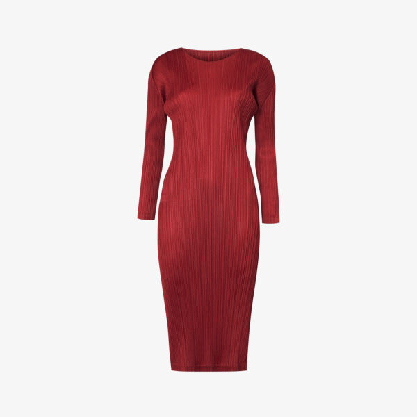 

Ноябрьское вязаное пальто со складками Pleats Please Issey Miyake, цвет carmine