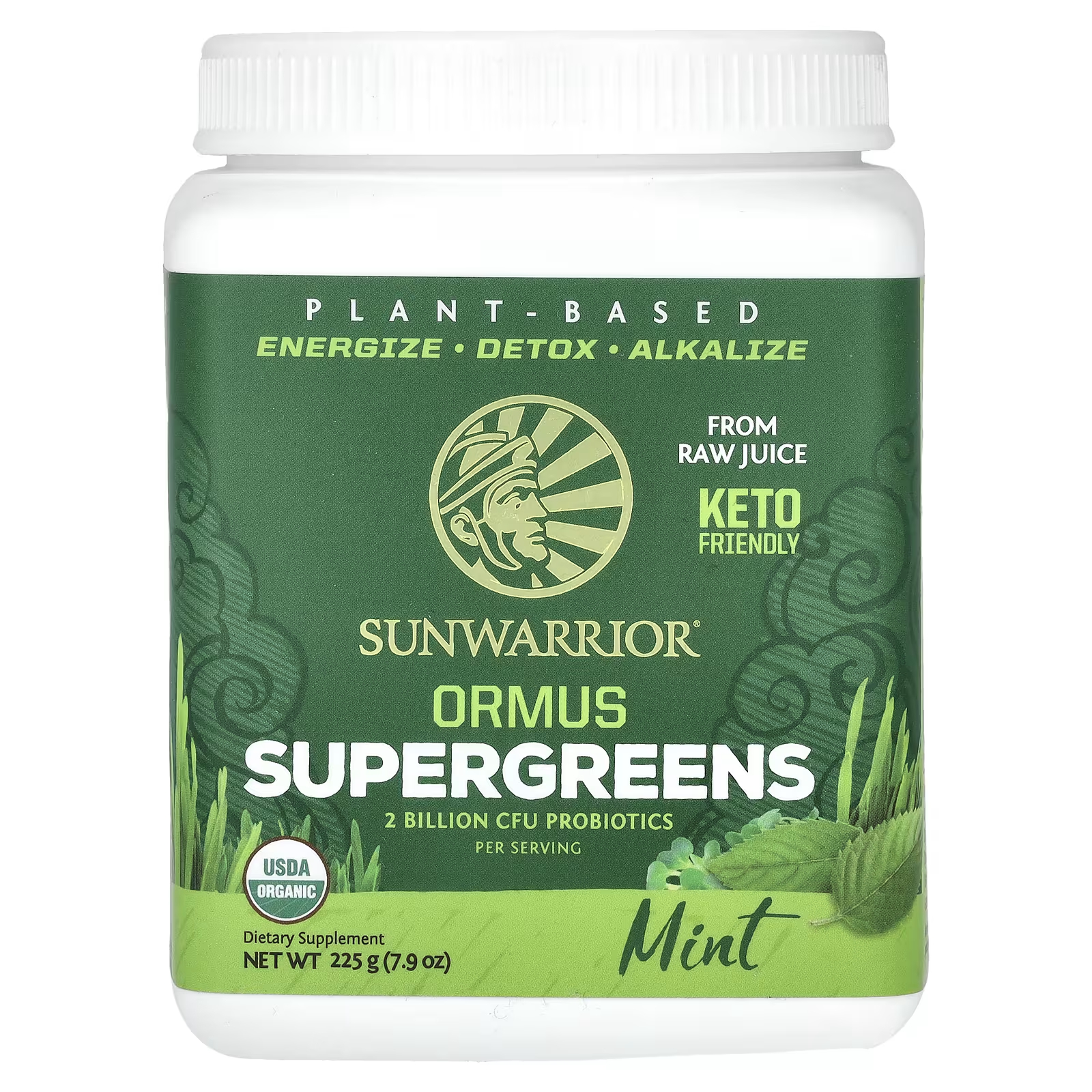 Пищевая добавка Sunwarrior Ormus Supergreens с мятой, 225 г пищевая добавка sunwarrior shape slim collagen boost ваниль 750 г