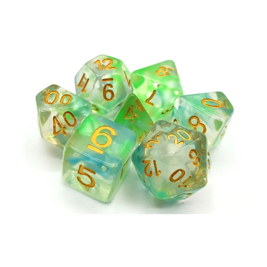 

Полисетка синего и зеленого цвета с золотом (7), Acrylic-Resin Dice - Nebula