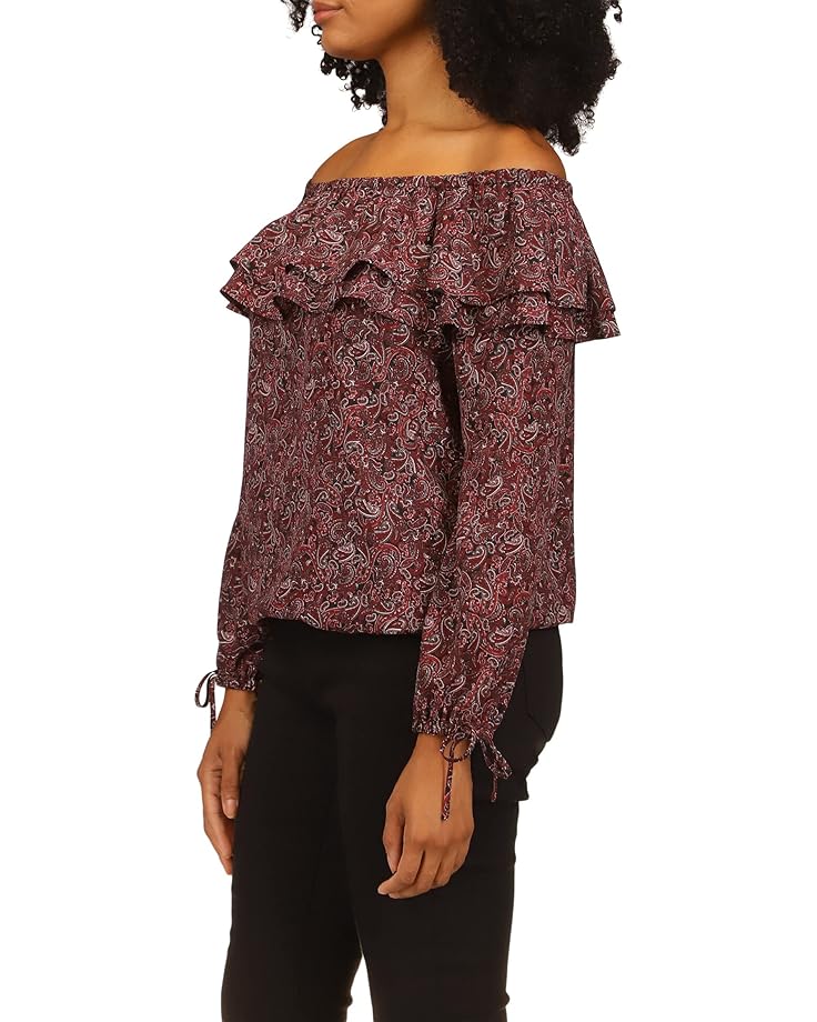 Топ Michael Kors Pop Paisley Ruffle Top, цвет Royal Pink цена и фото