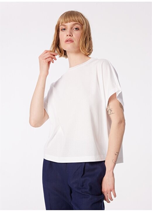 

Белая женская футболка с круглым вырезом 3096D1071 Benetton, белый