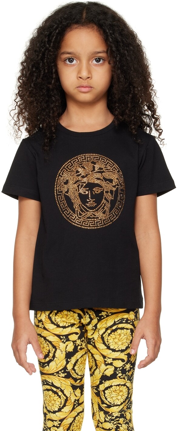 

Детская черная футболка с Медузой Versace