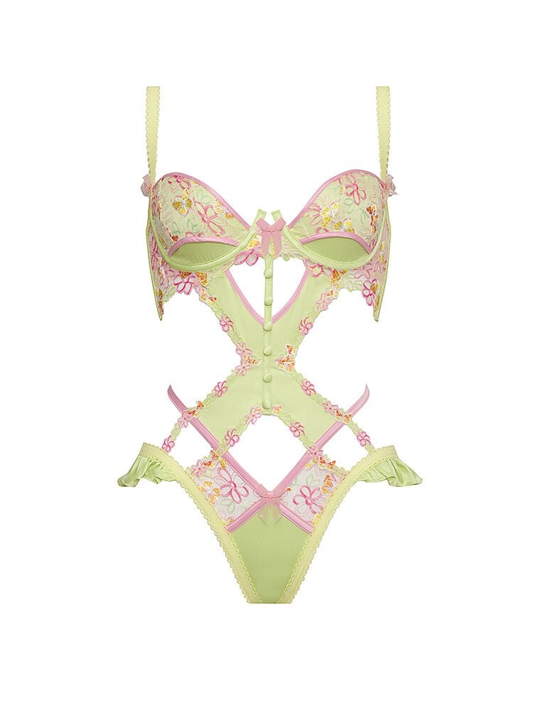 

Боди For Love & Lemons Sunset Butterfly Teddy, салатовый/розовый