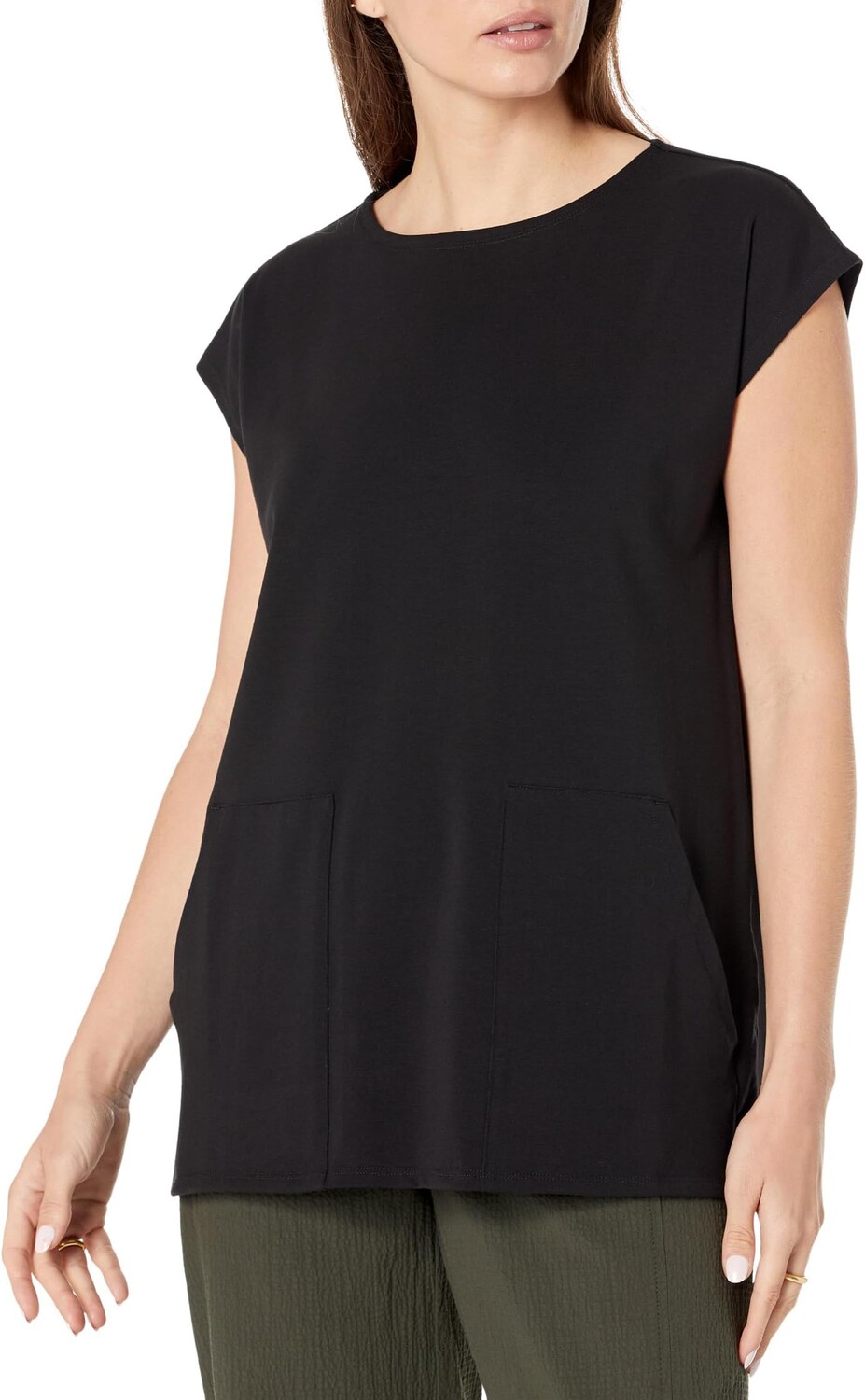 

Свободная туника Petite с декорированным вырезом Eileen Fisher, черный