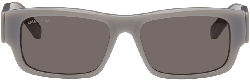 цена Серые прямоугольные солнцезащитные очки Balenciaga