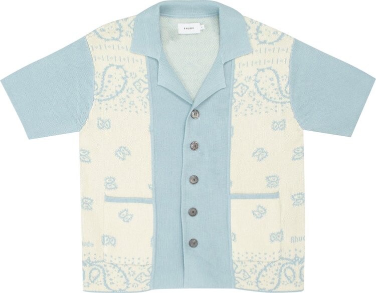 

Рубашка Rhude Banco Knit Shirt 'Stone Blue/Ivory', синий