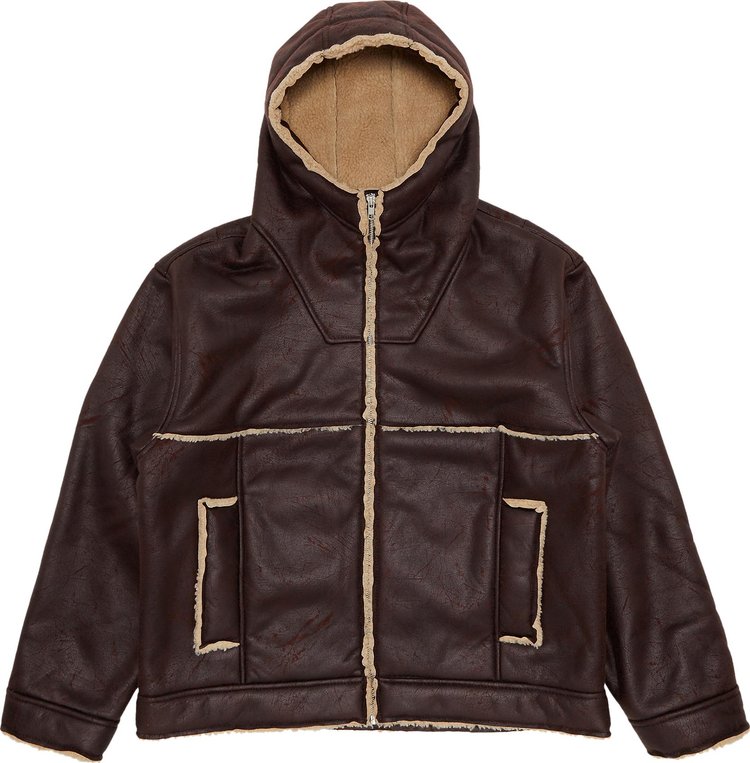 Куртка Supreme Faux Shearling Hooded Jacket 'Brick', коричневый