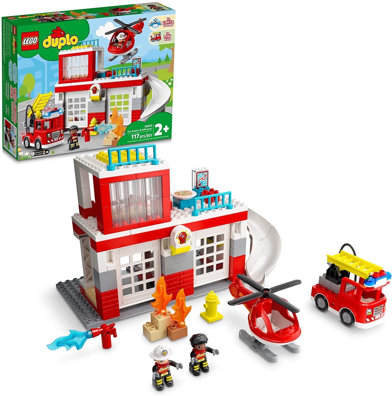 Конструктор LEGO DUPLO Спасательная пожарная станция и вертолет 10970 lego city пожарная часть и пожарная машина 60375
