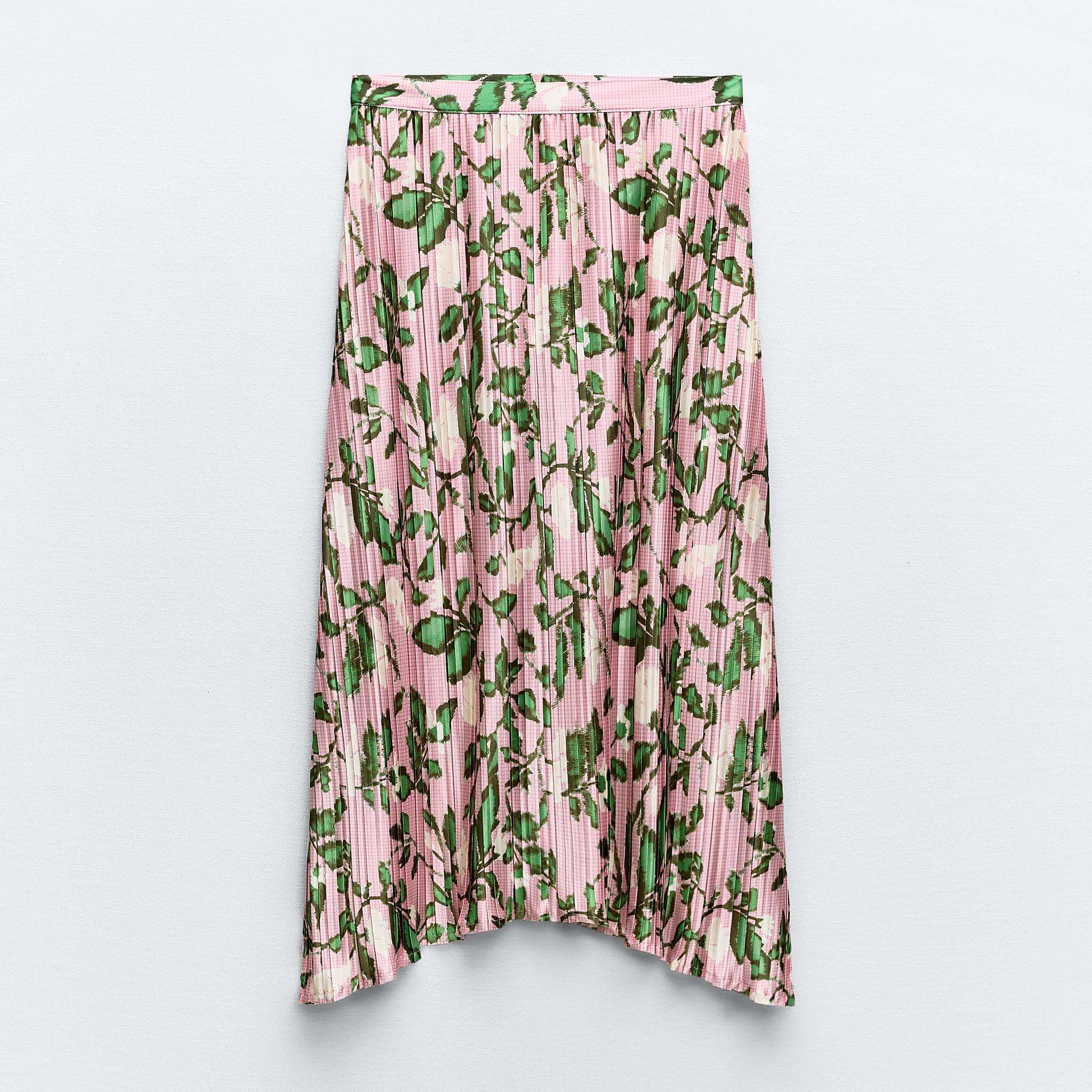 Юбка Zara Printed Pleated, розовый юбка zara printed mini мультиколор