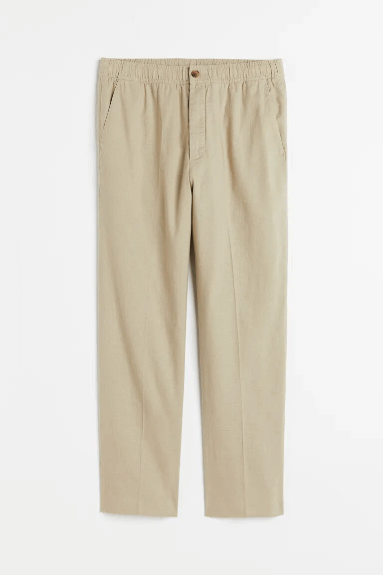 

Брюки из смесового льна H&M Regular Fit, светло-бежевый