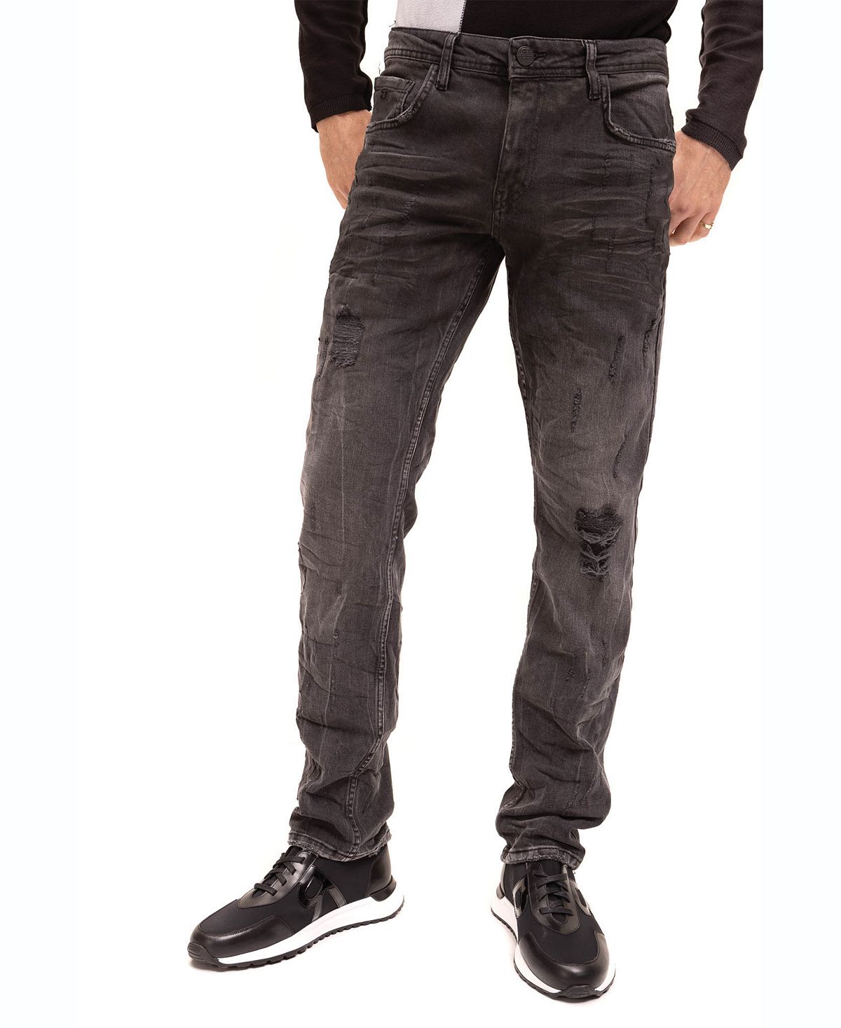 цена Мужские современные классические джинсы из денима RON TOMSON, черный