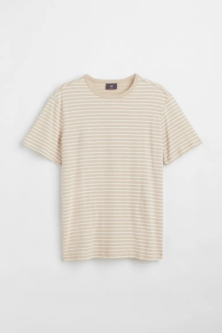 

Футболка H&M Regular Fit Linen-blend, светло-бежевый
