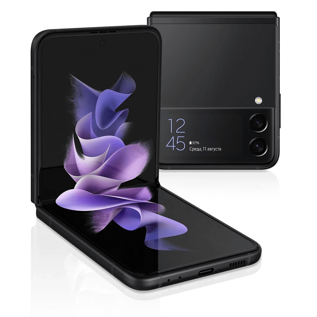 Смартфон Samsung Galaxy Z Flip 3 8/256GB, (Nano-Sim + E-Sim), (US), черный смартфон samsung galaxy z fold3 12 256gb nano sim e sim серебристый