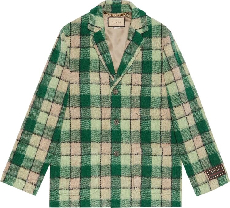 

Куртка Gucci Macro Check Jacket Beige/Green, бежевый