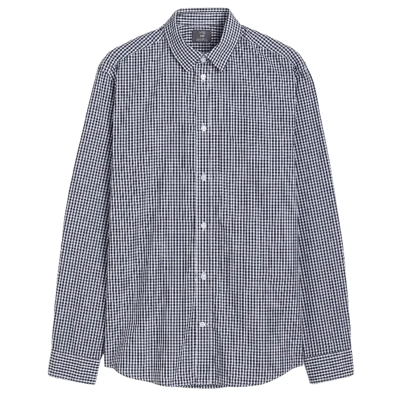 

Рубашка H&M Slim Fit Easy Iron, темно-синий/белый