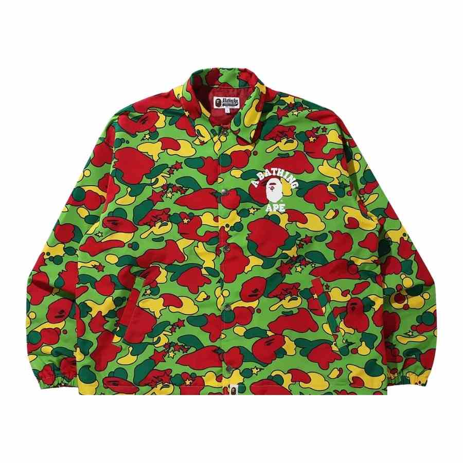 Куртка Bape Sta Camo Relaxed Coach, зеленый/красный/желтый - фото