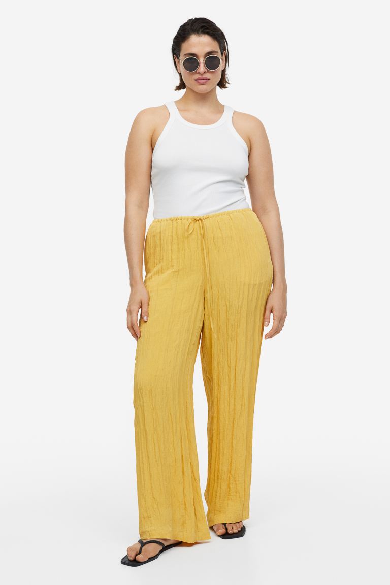 Широкие брюки без застежек H&M, желтый