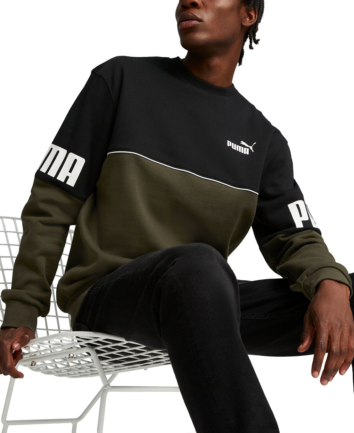 

Мужская флисовая толстовка с цветными блоками и логотипом Puma, зеленый