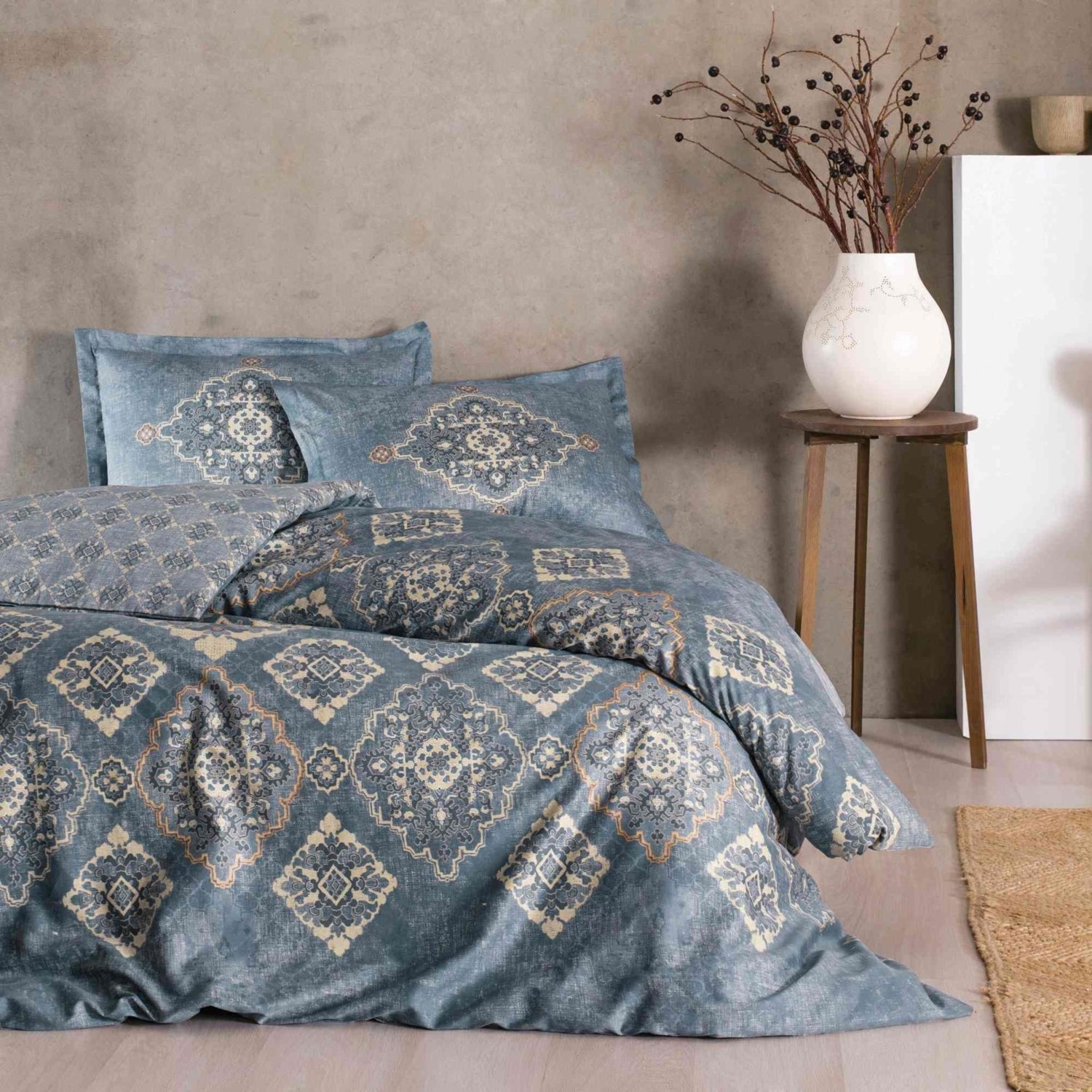 Комплект постельного белья Tac Marilla Satin, темно-синий enox lacivert streç babet ayakkabı