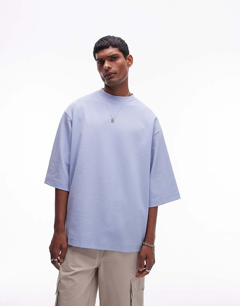 

Topman Premium — толстая светло-синяя футболка свободного кроя плотностью 300 г/м² с рукавами до локтя