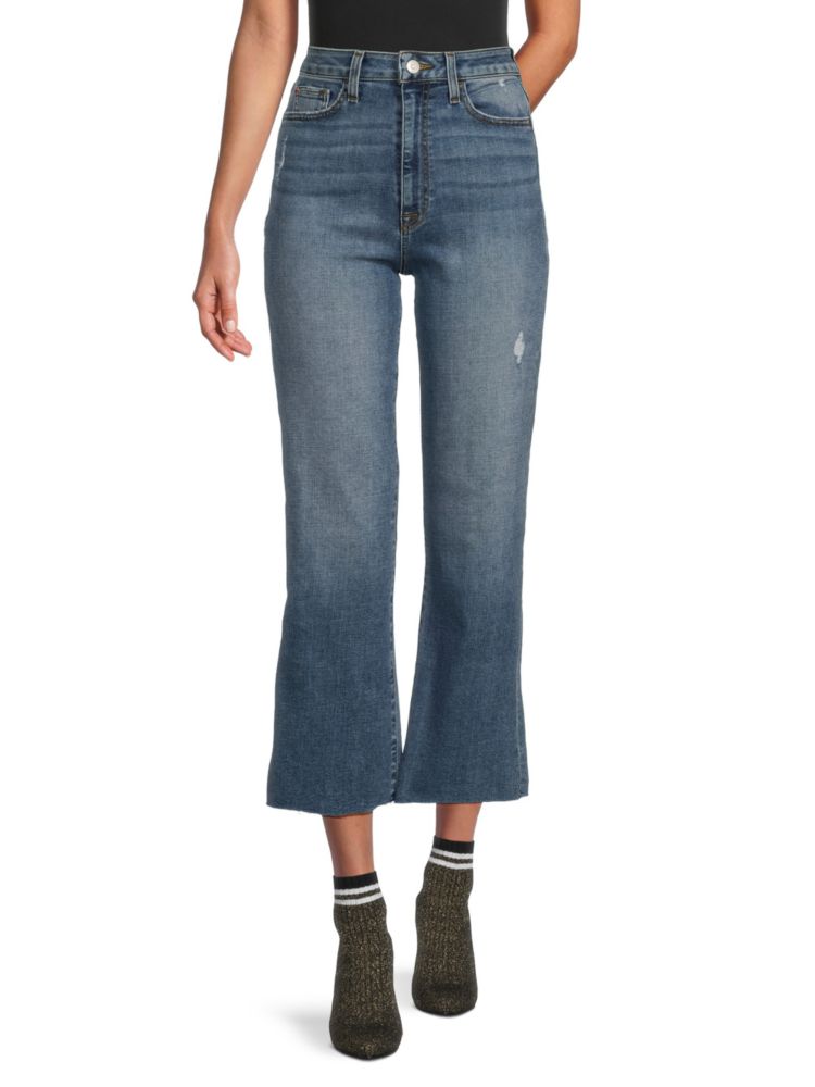 Укороченные расклешенные джинсы Fallon с высокой посадкой Hudson, цвет Montra Blue укороченные прямые джинсы kass с высокой посадкой hudson цвет sabina