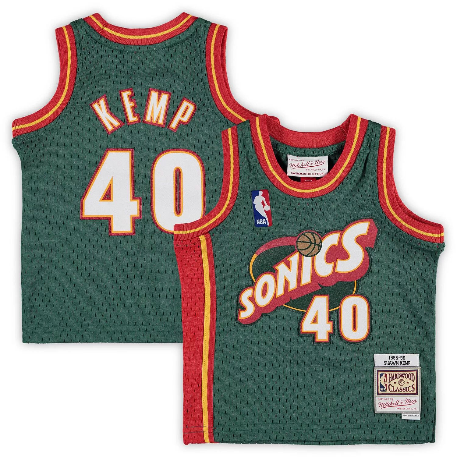 

Джерси Infant Mitchell & Ness Shawn Kemp Green Seattle Supersonics 1995/96 Hardwood Classics для пенсионера Unbranded