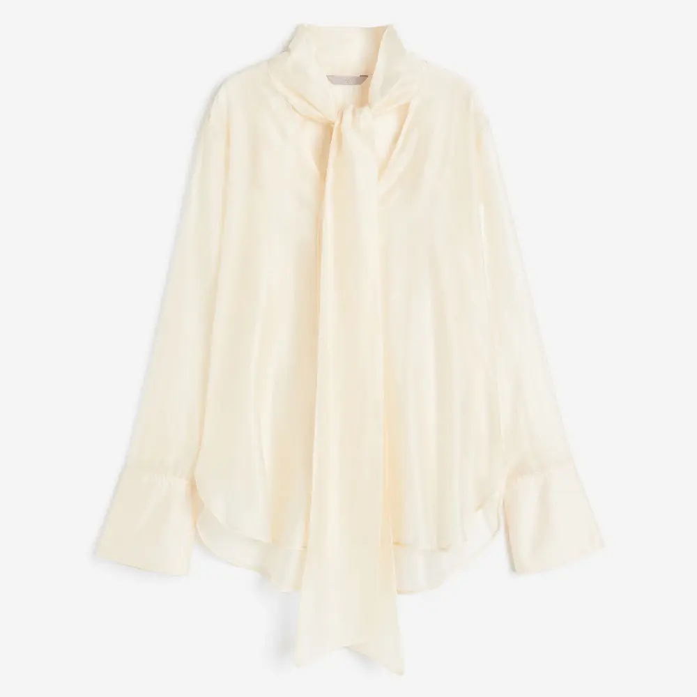 

Блузка H&M Tie-neck, светло-бежевый