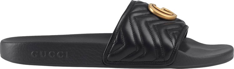 Сандалии Gucci Matelasse Slide Black Double G, черный - фото