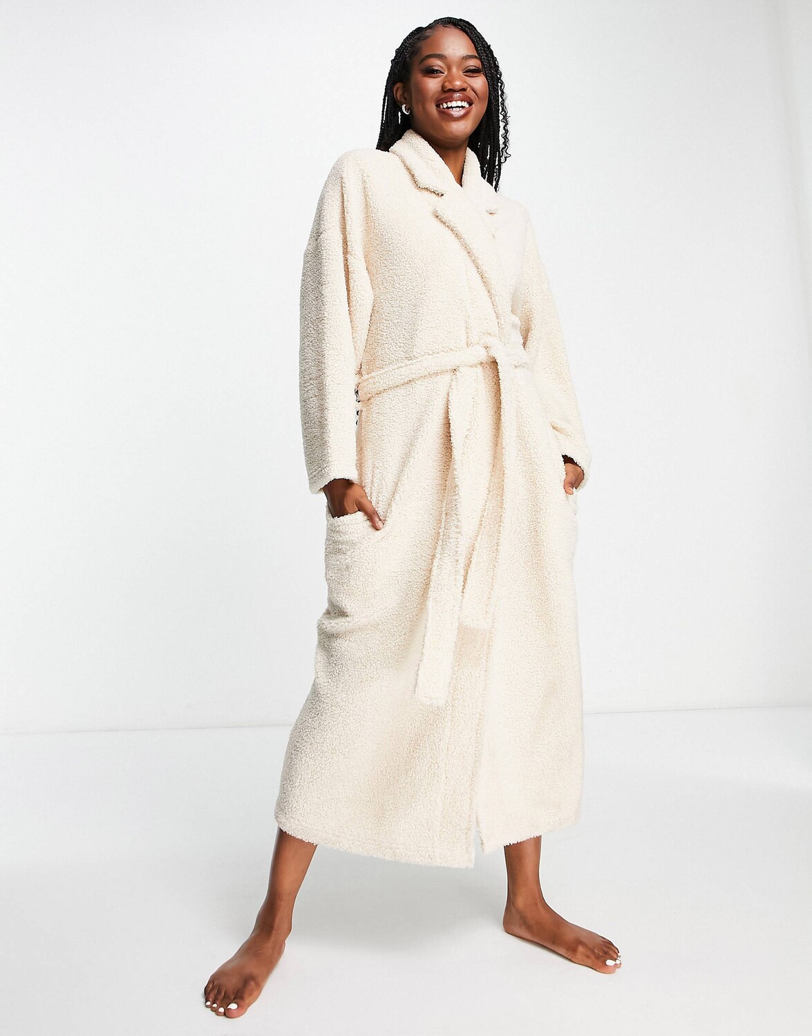 

Нейтральный халат макси ASOS DESIGN