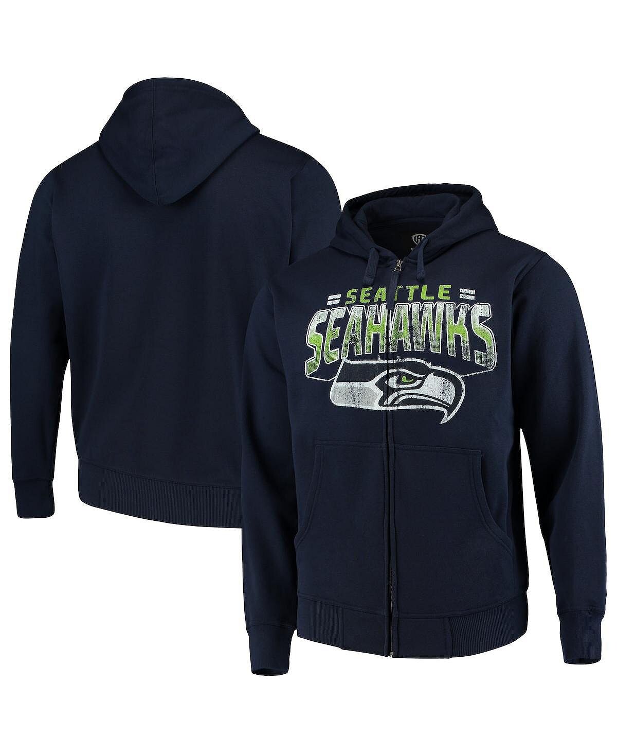 

Мужская темно-синяя худи seattle seahawks perfect season с молнией во всю длину G-III Sports by Carl Banks, синий