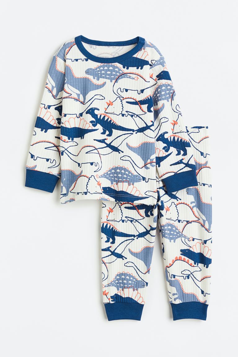 цена Хлопковая пижама с оборками H&M, белый/динозавры