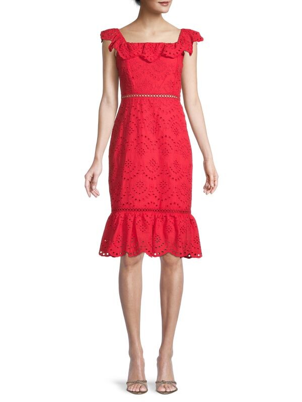 

Платье с открытыми плечами и оборками Sam Edelman Coral