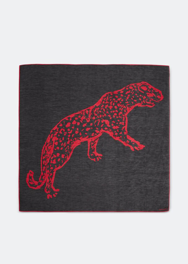 

Шарф FERRAGAMO Jaguar print shawl, черный