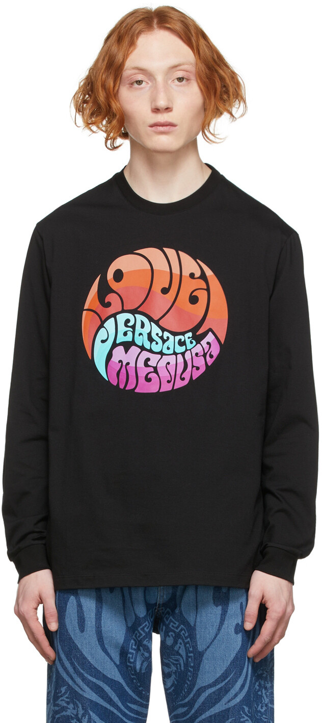 

Черная футболка с надписью Medusa Music Versace, Черный