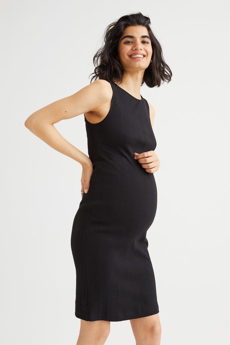 

MAMA Полосатое платье с вырезом H&M, черный
