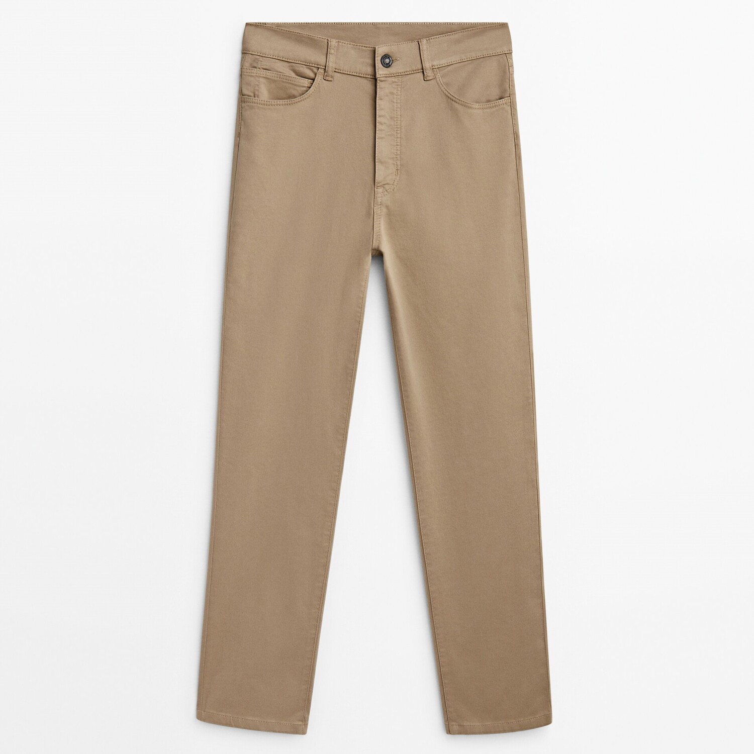 

Брюки Massimo Dutti Slim Fit Cropped Mid-waist, бежевый