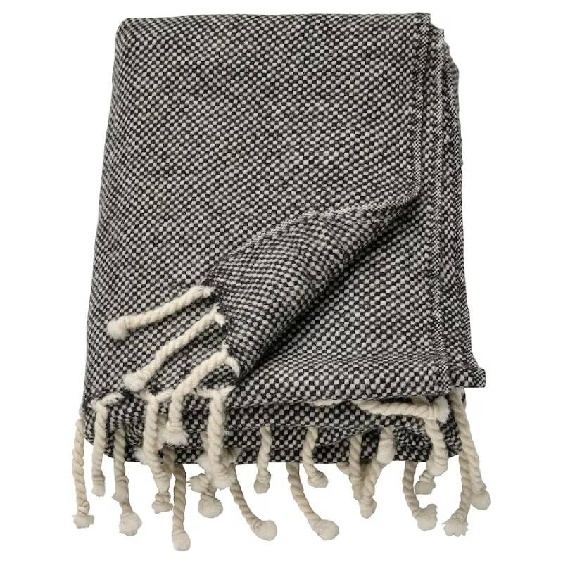 

Плед IKEA ULLTISTEL Plaid 130x170см., черный | белый