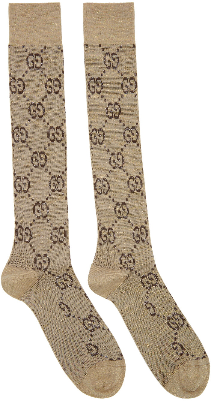 

Бежевые носки Lamé с узором GG Gucci