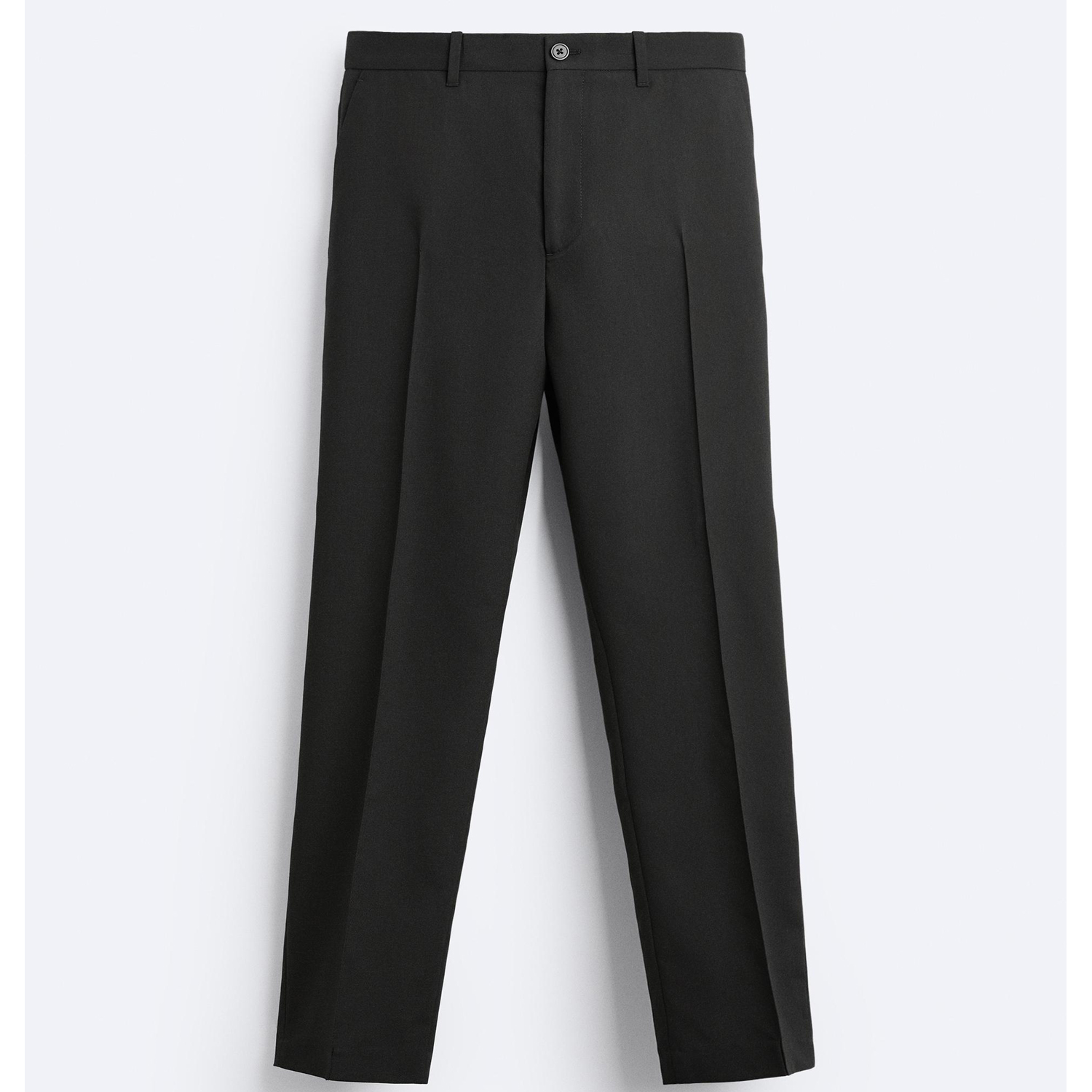 Брюки Zara Straight Fit Suit, черный брюки zara jacquard suit черный