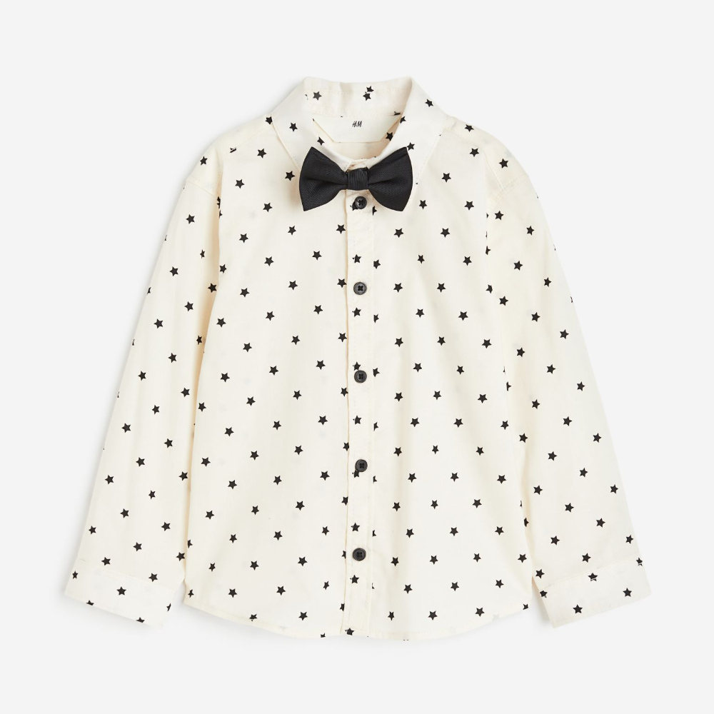 Рубашка H&M and Tie, белый свободная повседневная рубашка с отложным воротником и рукавами фонариками на пуговицах женская одежда тонкий шифоновый кардиган на весн