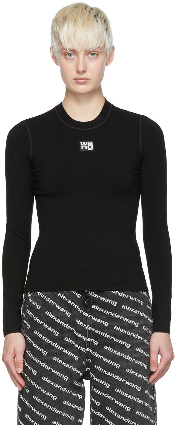 

Черная вискозная футболка с длинным рукавом alexanderwang.t