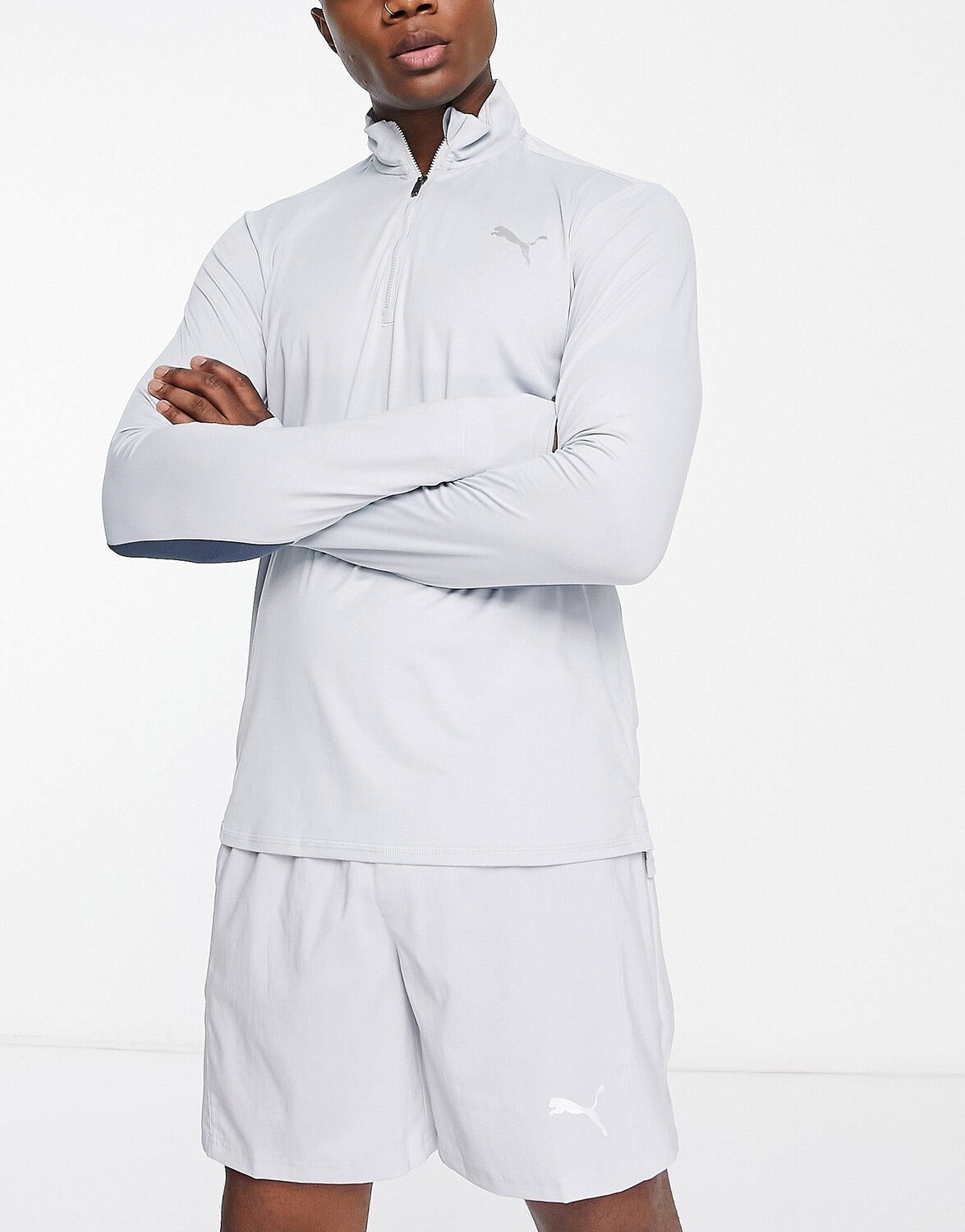 

Серо-желтый топ на молнии Puma Running Favorite 1/4