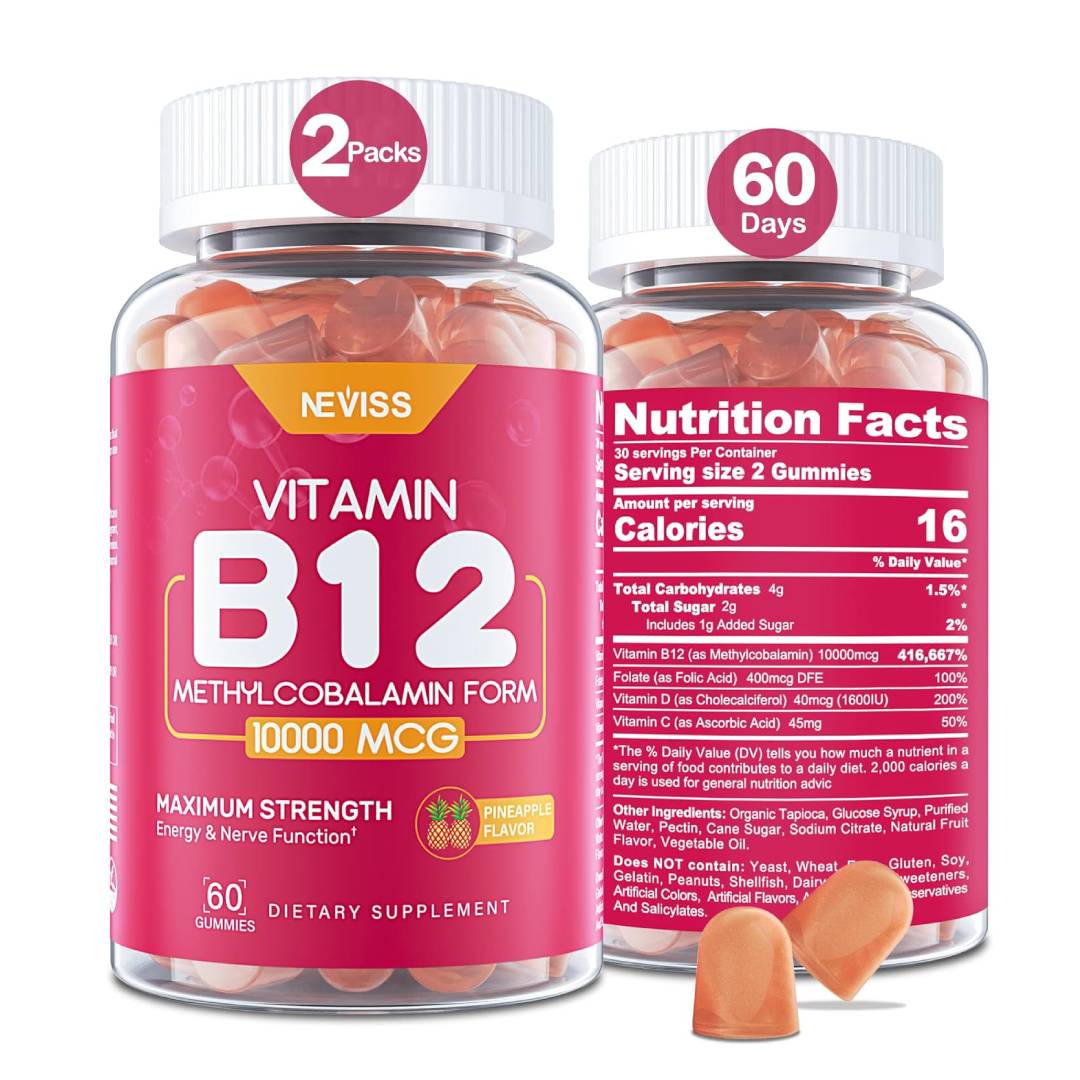 Комплекс Витаминов В9, В12, C, D3 NEVISS, 2 упаковки по 60 таблеток fruily органический детский мультивитаминный комплекс с 17 витаминами и минералами фруктовый сбор 60 жевательных таблеток