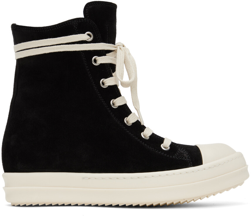 

Черные замшевые высокие кеды Rick Owens