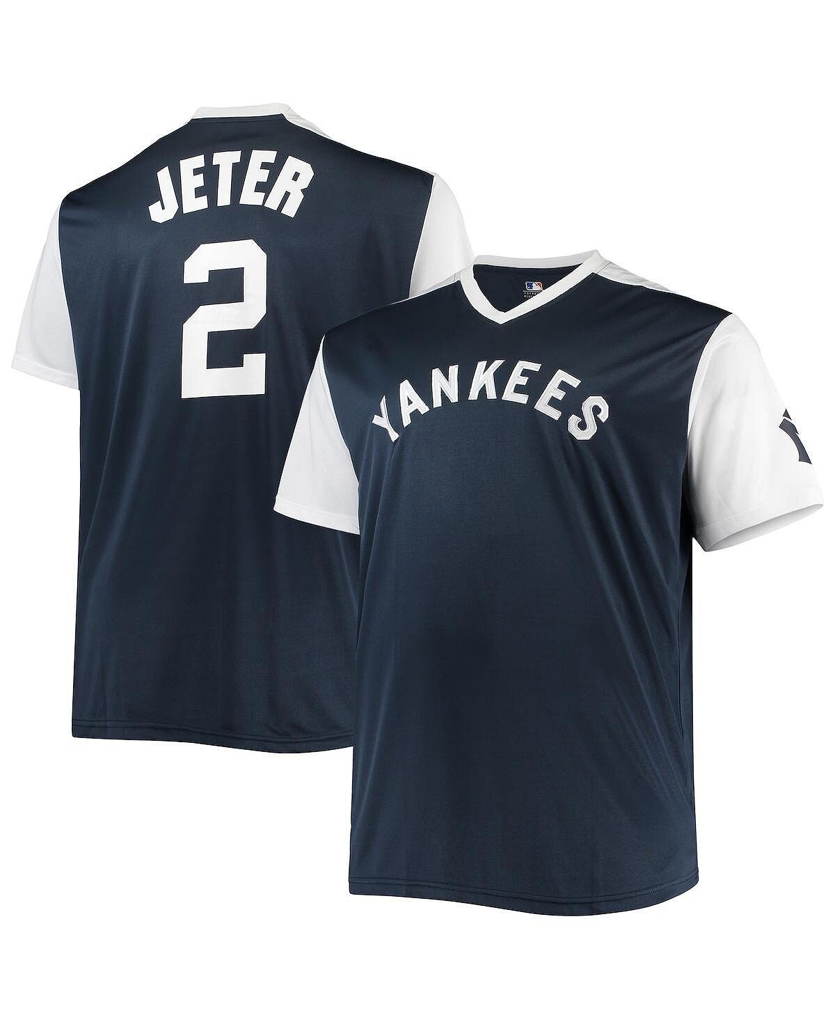 

Футболка Profile Men's Derek Jeter Navy, White New York Yankees Cooperstown Collection Player, мультиколор