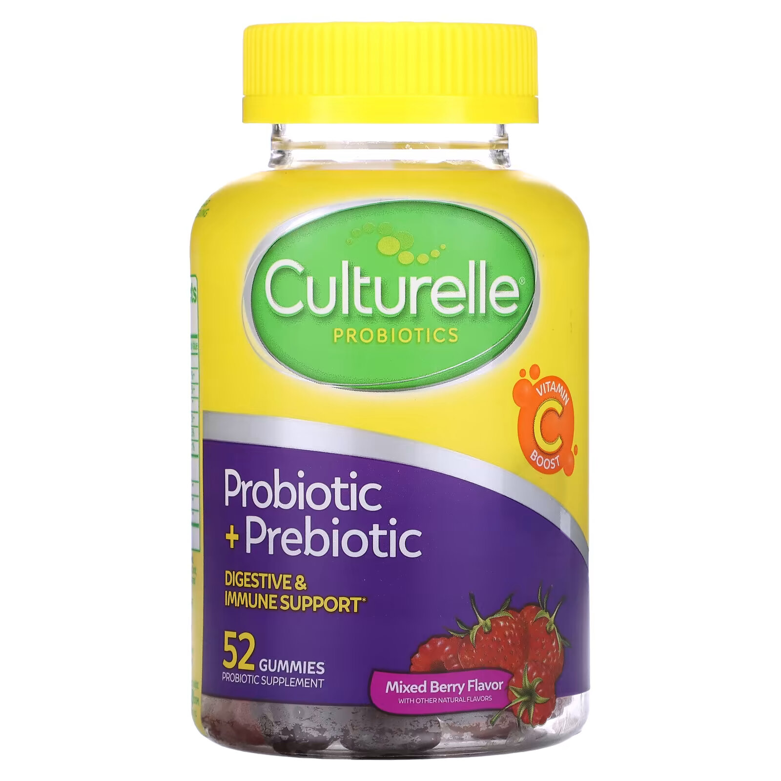 Culturelle, Жевательные мармеладки с пробиотиками и пребиотиками, ягодное ассорти, 52 таблетки