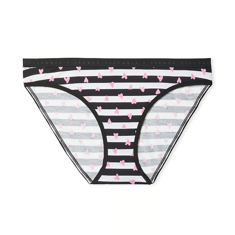 

Трусики Victoria's Secret Stretch Cotton Bikini Classic, черно-белый, Черный