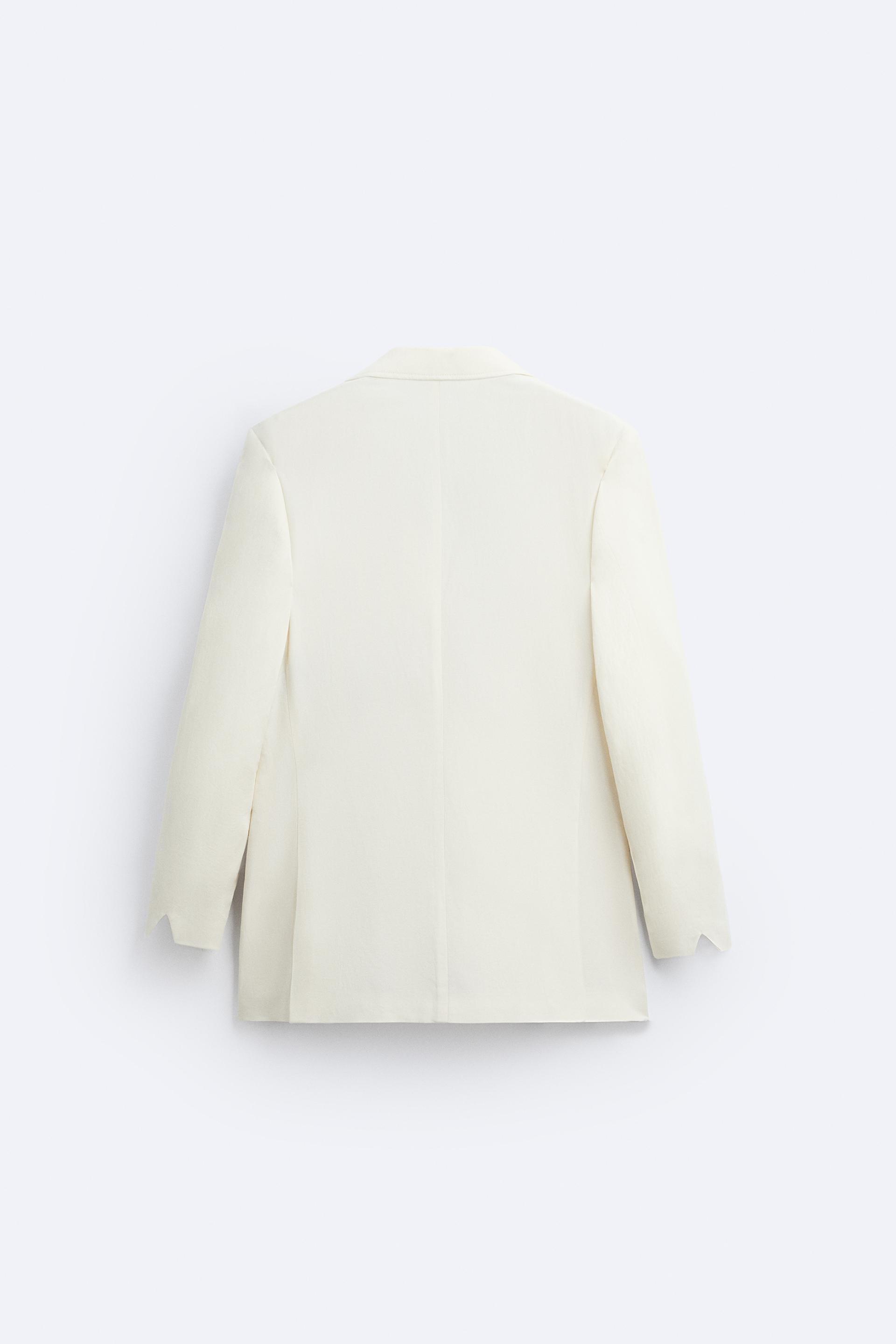 Пиджак Zara Double-breasted, светло-кремовый пальто zara double breasted светло бежевый